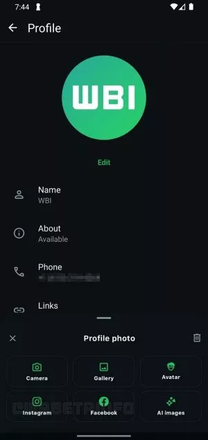 قابلیت وارد کردن عکس پروفایل از فیس‌بوک و اینستاگرام به واتس‌اپ