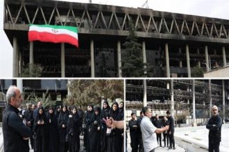 جمعی از دانشجویان دانشگاه تهران به ساختمان شیشه‌ای رفتند